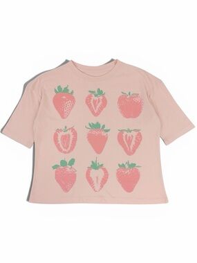 Girls' Pink Strawberry Print Short Sleeve Tee